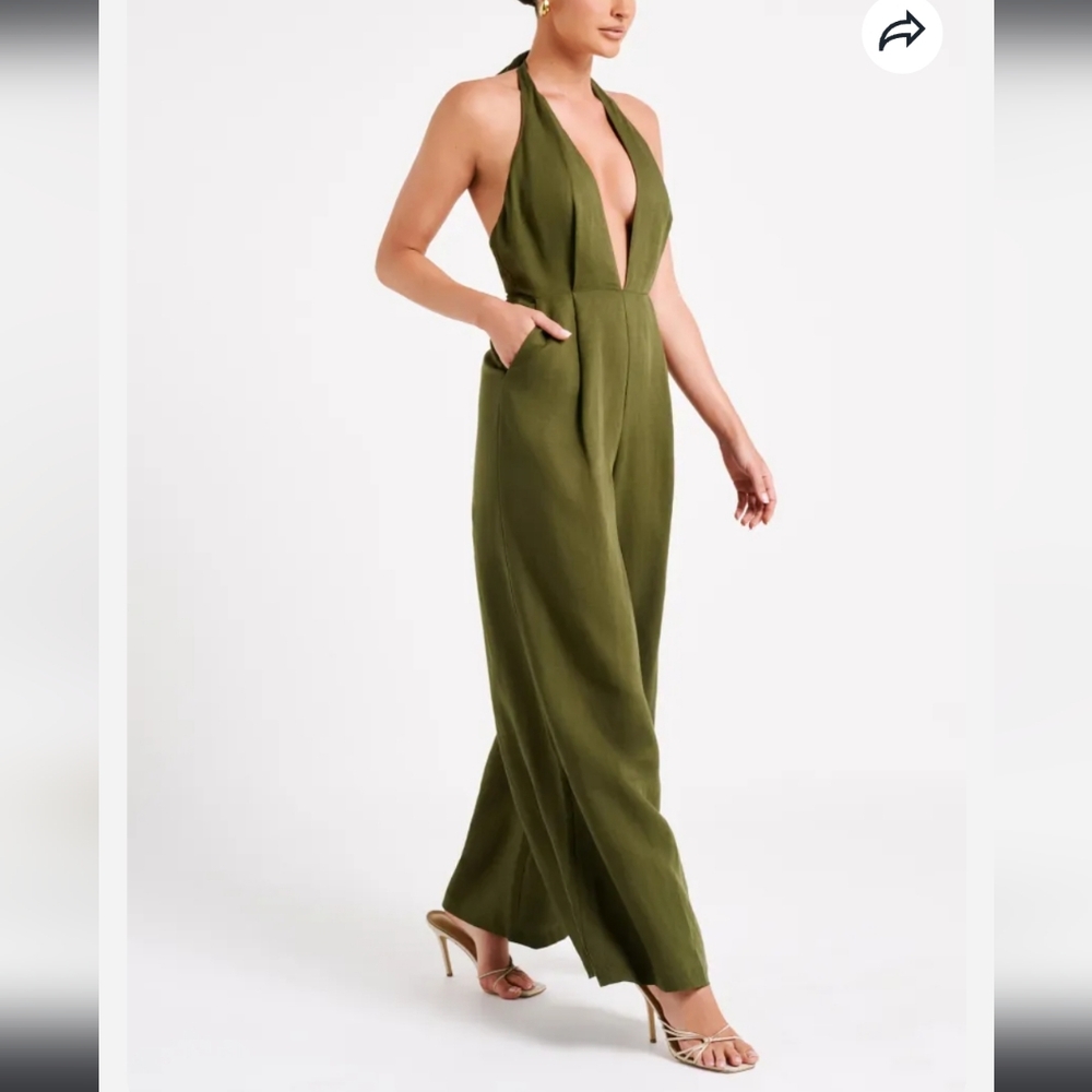 Meshki Linen Halter Jumpsuit NWT - Picture 5 of 12